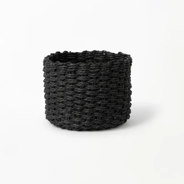 Woven Flower Basket - Black Medium