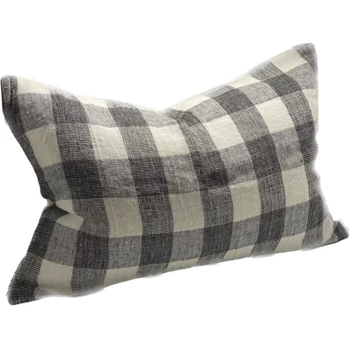 Sanctuary Linen - Ivory and Charcoal Check Cushion