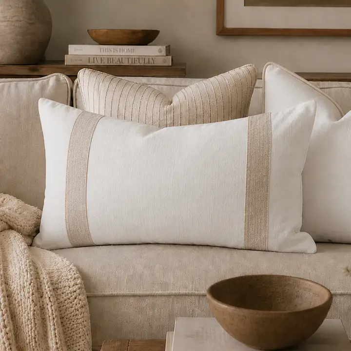 Pure Linen Lumbar Cushion - White