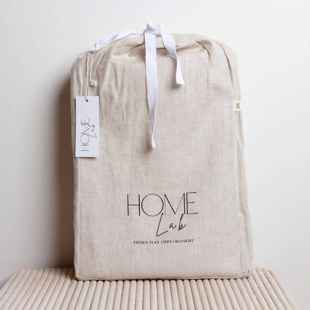 Home Lab - French Flax Linen Bed Skirt - Natural Oat Queen - Image 2