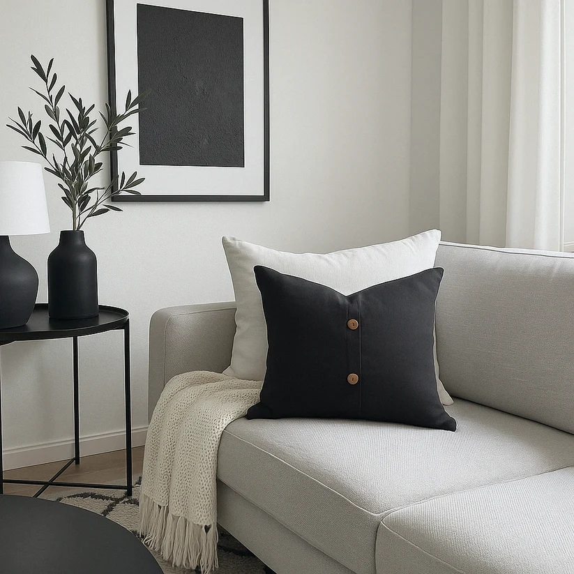Pure Linen Cushion - Black